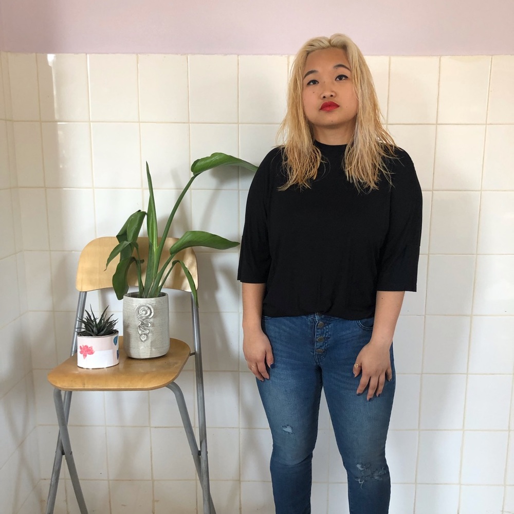 American Apparel Rayon Mock Neck Top XS